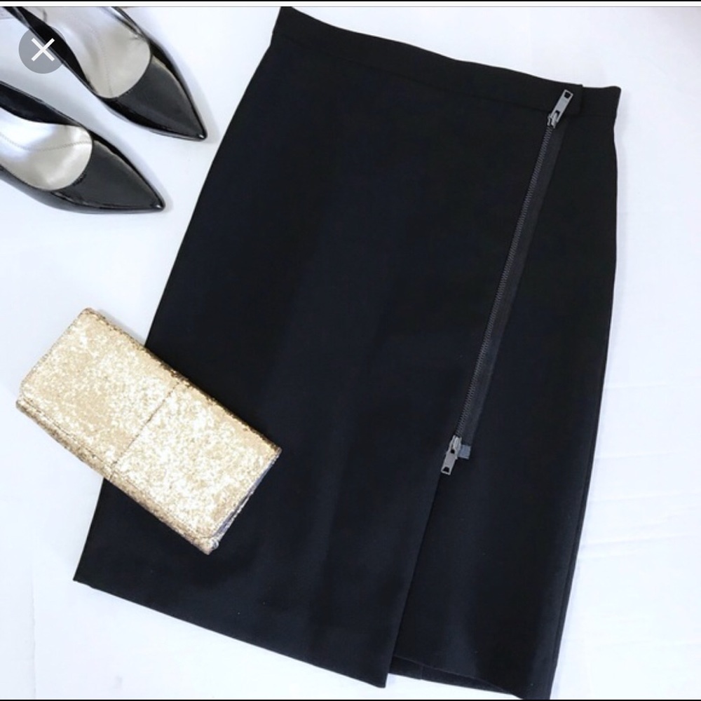 DKNY Black Asymmetrical Pencil Skirt